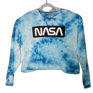 Chemistry NASA Blue Long Sleeve Tie Dye T Shirt Womens Size XL